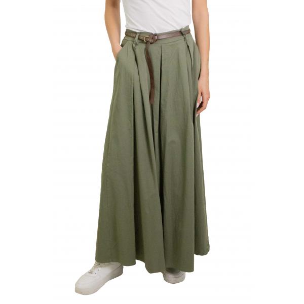 Pantagonna tinta unita leggero con cintura in cotone Elisa